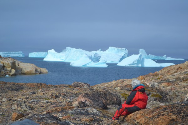 view of glaciers from land