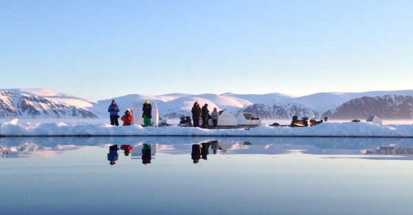 Arctic floe edge with sleds