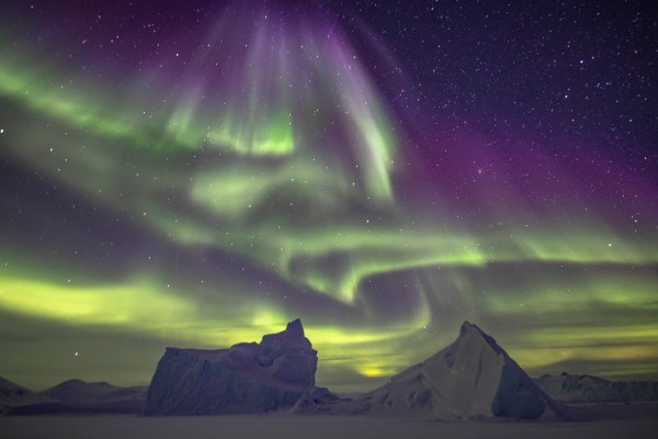 aurora borealis in the arctic spring