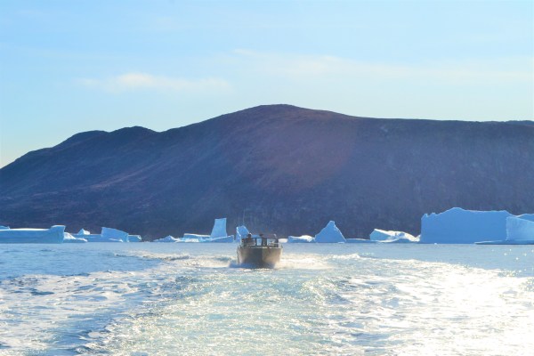 boating along an iceberg alley