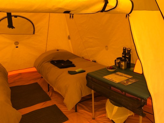 Heated tent in the arctic