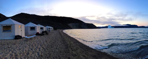 yurts along beach line in the Arctic