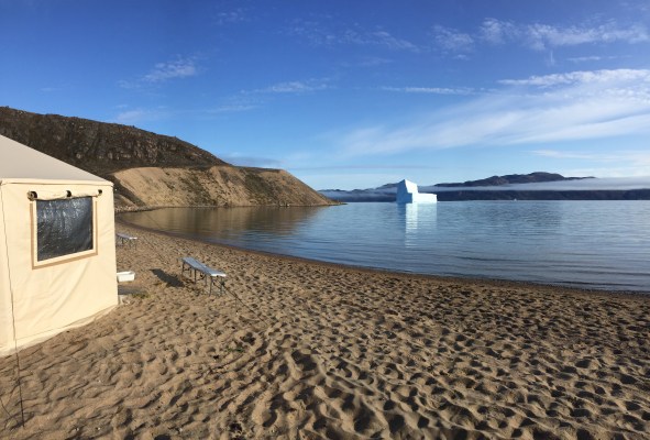 Yurt on arctic sandy beach