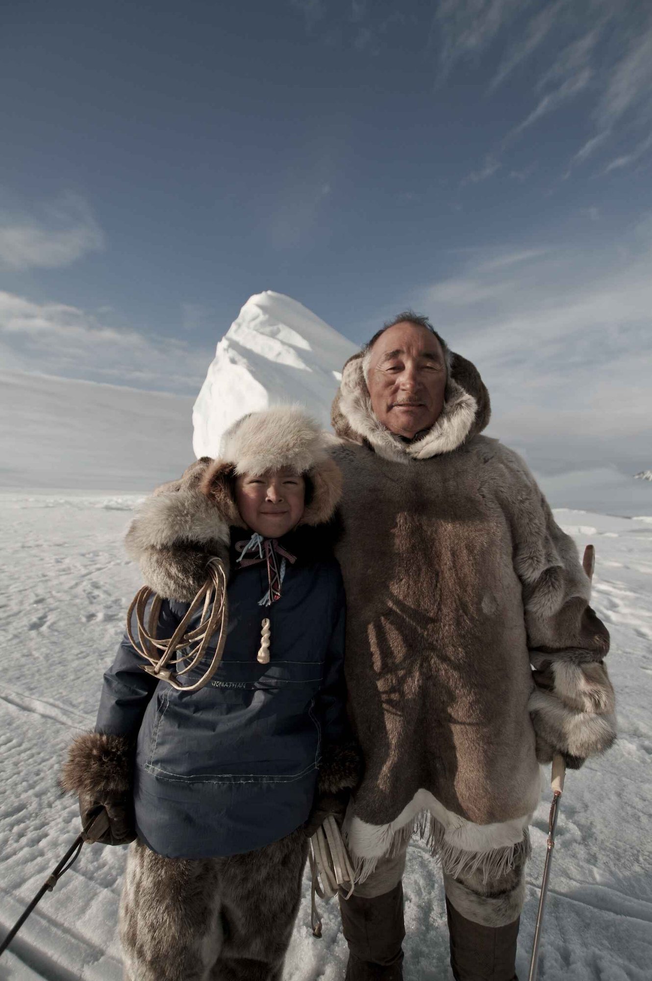 Inuit Father and Son in traditional gear (1)