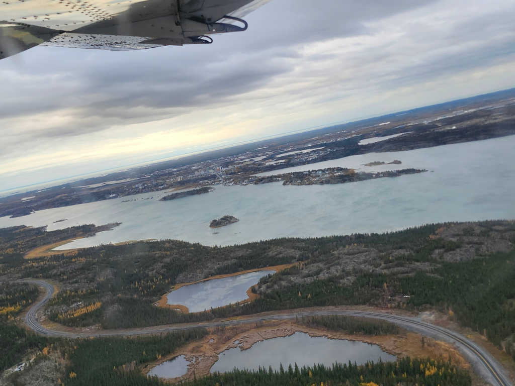 view of Yellowknife from plane