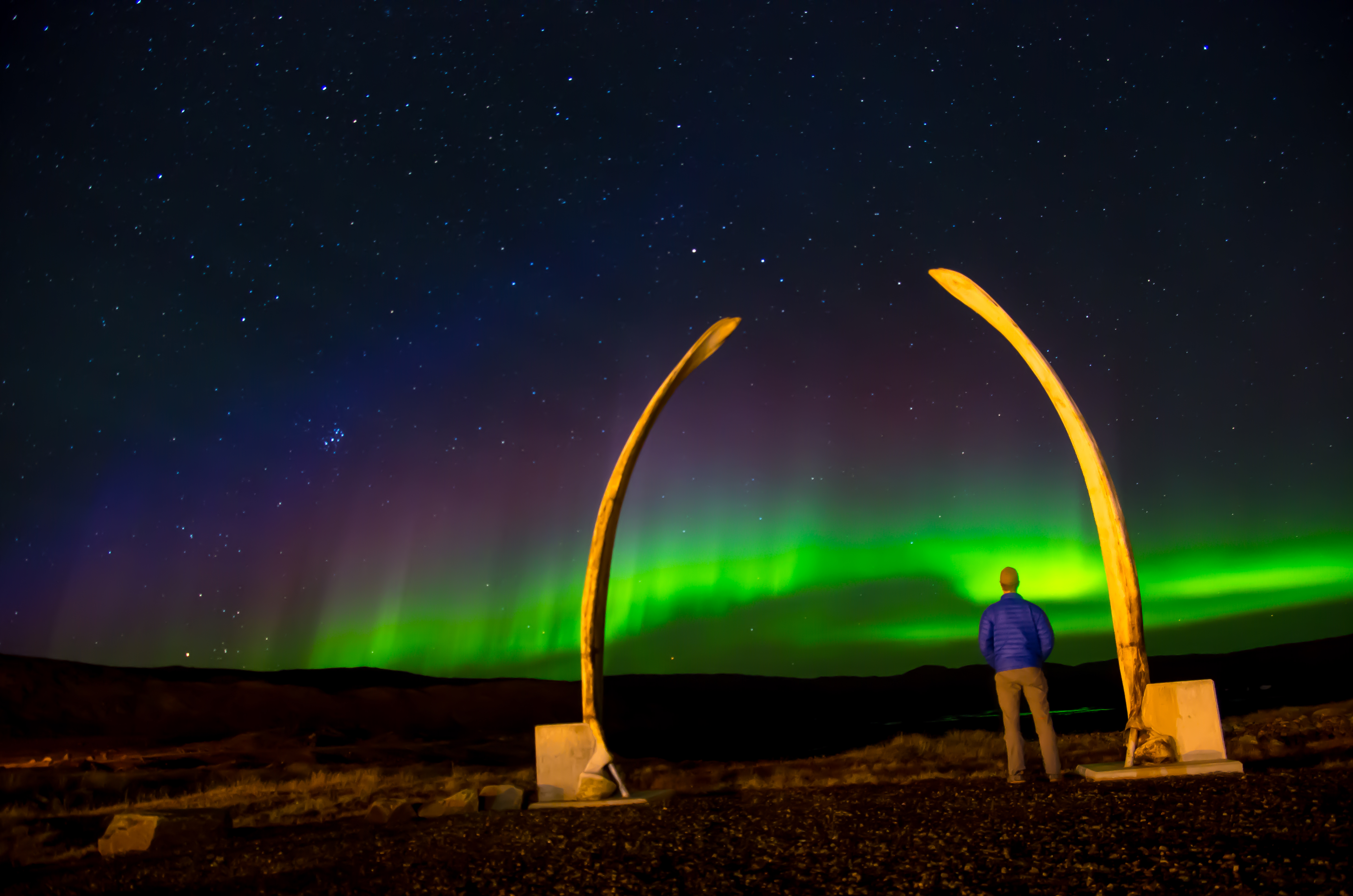 ARCTIC KINGDOM - PHIL MCCOMISKEY_Iqaluit_Northern_lights_whalebone_IMGP6372